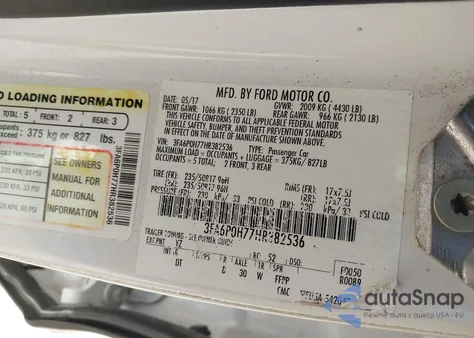 2017 Ford Fusion Se from USA, damaged, VIN 3FA6P0H77HR382536